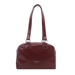 Grand sac à main vintage bordeaux en cuir ciré avec bandoulière et grande capacité