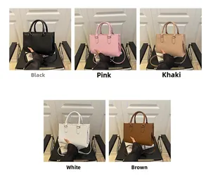 Borse a mano a righe verticali nei colori nero, rosa, kaki, bianco e marrone