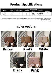 Specifiche dettagliate delle dimensioni e colori disponibili per questa borsa in pelle PU