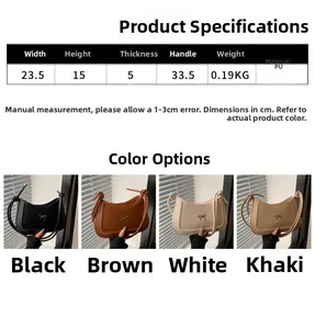 Detailed size specifications and multi-color options for the bow-knot PU hobo bag
