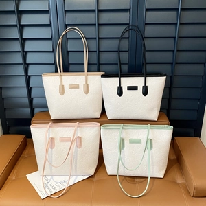 Large capacity tote bags with embossed patterns in khaki, black, pink and green trim