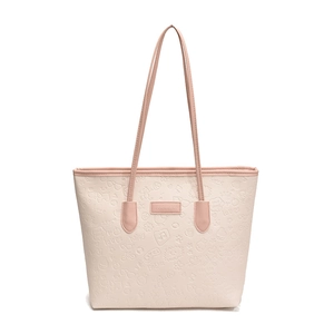 Large capacity tote bag with embossed cartoon patterns and long shoulder straps