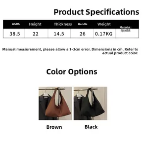 Detailed size chart for the frosted faux suede shoulder bag with product measurements