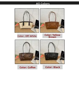 Detailed grid view of minimalist tote bags in cream, tan, coffee, and black faux leather