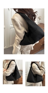 Detail of the high-quality black faux suede fabric on this large capacity hobo tote bag