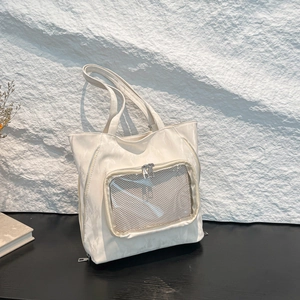 Bolso Tote Ita Bag para Mujer Gran Capacidad Bolso de Hombro Con Ventana Transparente DIY Exhibición Textura Arrugada Casual Viaje Diario Bolso
