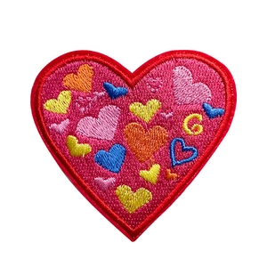 Colorful embroidered heart phone grip accessory with vibrant multi-colored mini hearts