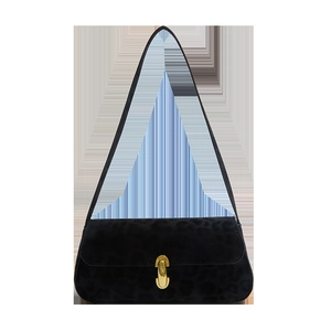Retro black suede underarm bag with leopard texture and gold metal buckle