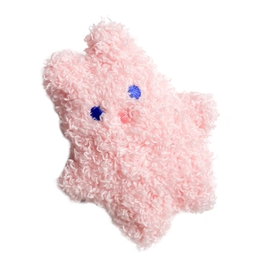 Cute pink plush star phone grip with soft teddy fleece texture and embroidery
