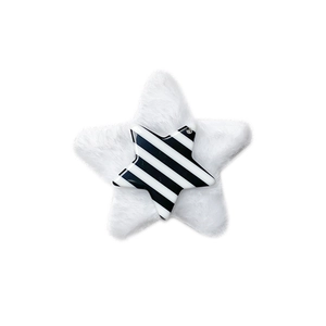 Adhesive star phone socket with black and white stripes on a plush star base