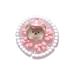 Pink cartoon bear phone grip with bows and pearls for a 3D cake effect accessory
