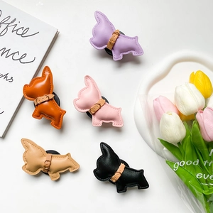 Bulldog Shaped Leather Retractable Phone Grip Desktop Stand Universal Foldable Mobile Phone Socket