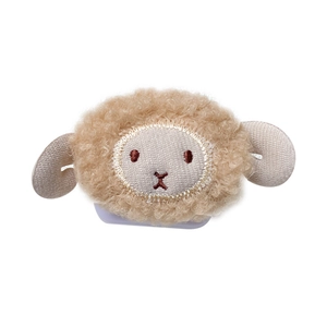 Cute plush lamb phone socket stand with built-in mirror and stable grip for desktop