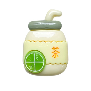 Cute cartoon milk tea collapsible phone socket stand with lemon tea bottle design