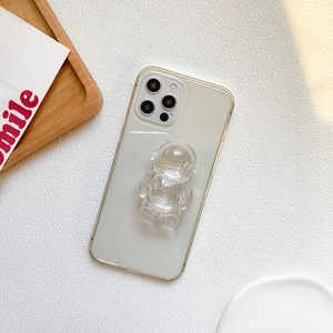 Clear astronaut phone stand holder on transparent case for iPhone 12/13/14 Pro series