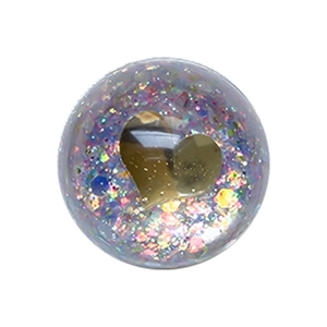 Transparent round phone grip featuring purple glitter and golden heart decoration
