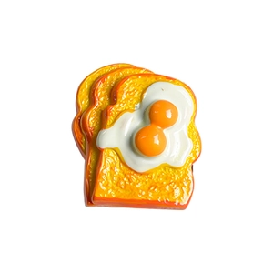 Creative toast with fried egg phone grip stand and vanity mirror with folding design