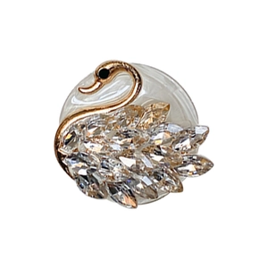 Luxurious swan phone grip holder with sparkling rhinestones and gold metal finish