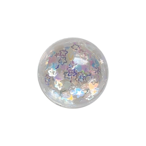 Universal clear crystal ball phone grip with sparkling laser star sequins on white background