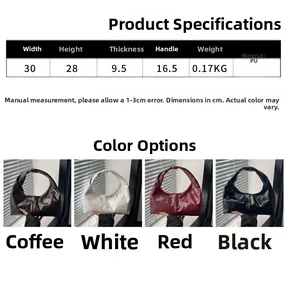 Detailed dimension chart and multi-color selection for the large capacity hobo shoulder bag
