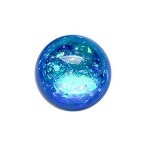 Minimalist glitter resin crystal ball phone grip with blue sparkling star-like flakes