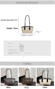 Detailed size specifications for a retro large capacity PU tote bag with color options