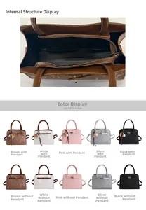 Detail view of the interior compartment and various color options for the crossbody bag