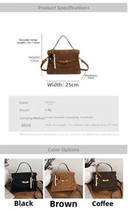 Detailed size specifications for the vintage brown tote bag with dimensions and strap length