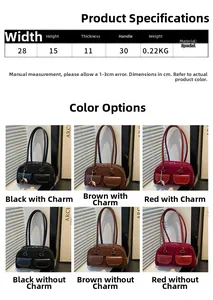 Detailed size specifications for women's vintage shoulder bag with dimensions
