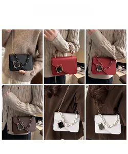 Chic women's crossbody bags showing chain details and solid colors in a collage view