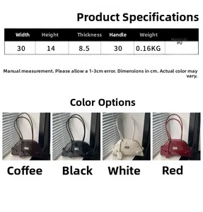 Detailed size specifications for the minimalist PU leather shoulder bag with dimensions