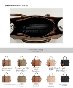 Detail view of large tote bag interior zipper compartment and color selection in woven texture