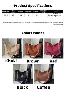 Detailed chart showing size parameters and five color options for matte tote bag