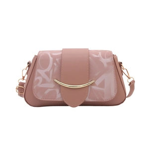 Minimalist dusky pink large shoulder bag with gold clasp and letter pattern flap