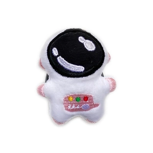 Cute plush astronaut phone socket stand with embroidered details and retractable grip