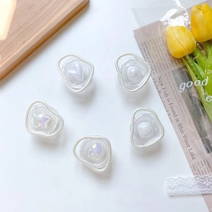 Set di cinque supporti per telefono viola e bianco iridescenti con bordi in perle