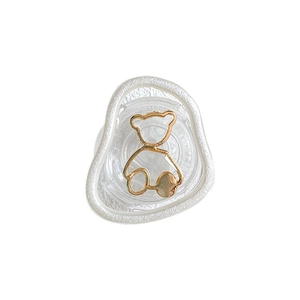 Support de téléphone rétractable en acrylique avec motif d'ours doré minimaliste