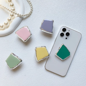 Minimalist square plating collapsible phone grip stand in various candy pastel colors