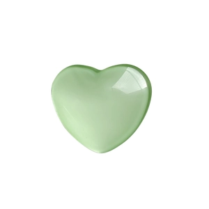 Support de téléphone en forme de cœur vert clair avec finition brillante sur fond blanc