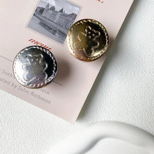 Detailed view of metallic bear phone socket with polished gold and silver plated finish
