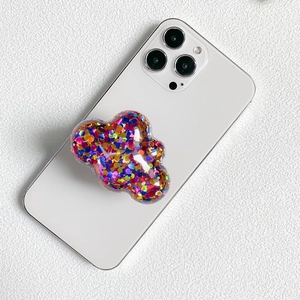 Cloud Phone Grip Stand For Smartphone Transparent Plastic Colorful Sequin Retractable Airbag Desktop Support Accessory