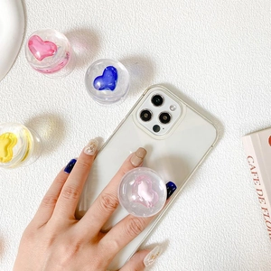 Minimalist heart crystal ball grip tok with stable air cushion stand for smartphones