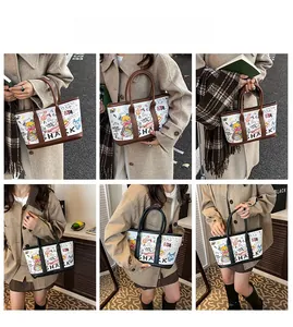 Graffiti tote bag collage showing various chic modeling poses for autumn and winter styles