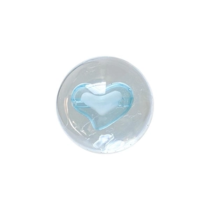 Minimalist crystal heart phone socket grip with blue heart inside on white background