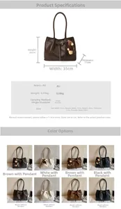 Detaillierte Größentabelle für Vintage-Faltentasche mit Maßen 35x26x11cm und PU-Material