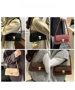 Detail view of leopard print shoulder bags with elegant metal buckle on stylish models