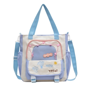 Sac fourre-tout scolaire mignon à couleurs contrastées avec plusieurs poches utiles