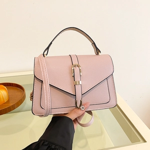 Women Crossbody Bag PU Leather Pebble Grain Vintage Gold Buckle Shoulder Handbag Trendy Square Bag For Daily Use