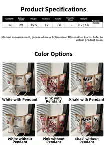 Detailed size chart for the women crossbody bag with dimensions and technical specs
