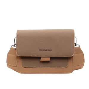 Retro matte patchwork crossbody bag with wide strap and fashion lettering print